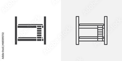 Bunk bed icon set for ui designs on white background