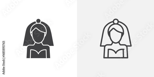 Bride icon set for ui designs on white background