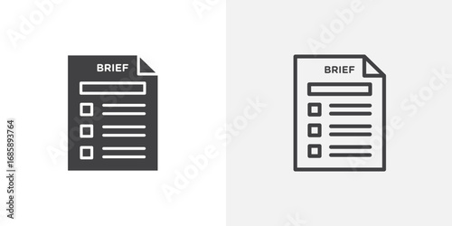 Briefing icon set for ui designs on white background