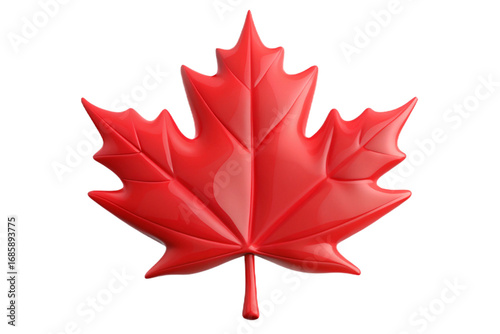 Vibrant red maple leaf isolated for autumnal design and canadian themed projects transparent background