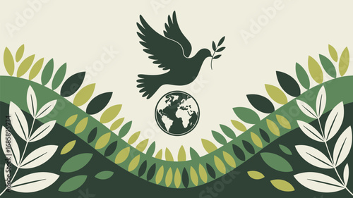 Dove peace world earth olive branch leaves nature environment harmony hope freedom love