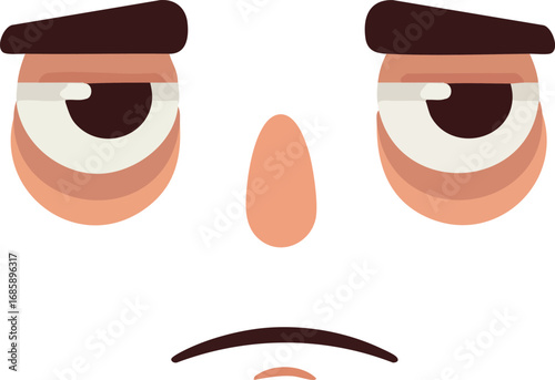 Tired face with droopy eyes and sad expression vector illustration of fatigue and exhaustion emotions