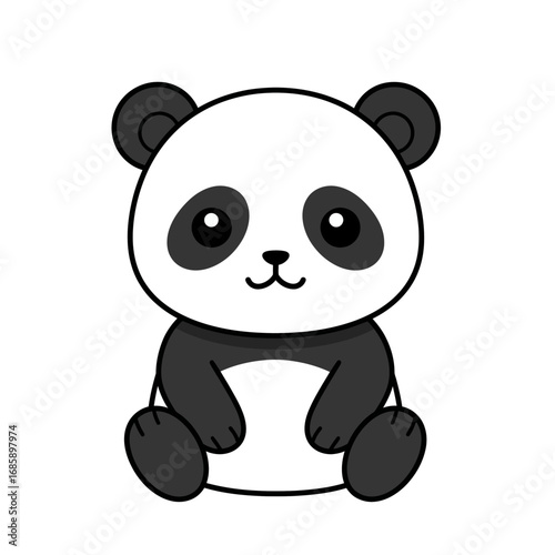 Adorable hand-drawn cartoon baby panda illustration, perfect for children's designs and playful themes