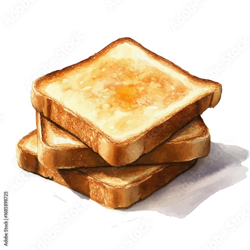 French Toast, watercolor clipart vector, isolated on a white background.