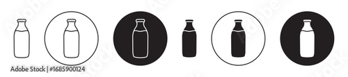 Milk bottle Icon collection for ui on white background