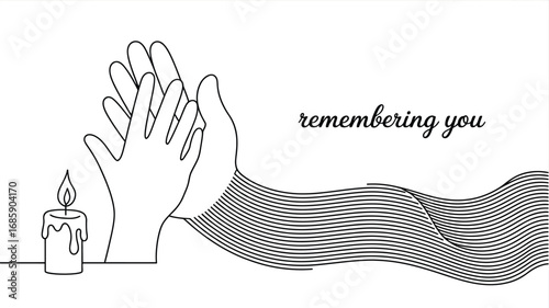 Remembering you hands candle line art memorial grief loss sympathy condolence peace