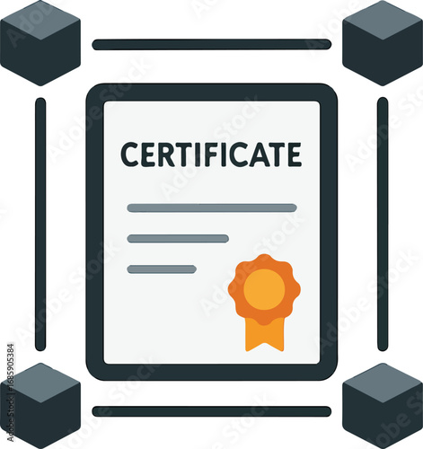 Blockchain certificate system vector Illustration