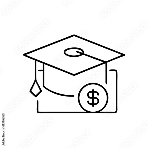 Graduation cap with dollar symbol representing tuition payment