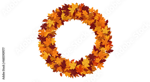 Autumn leaves forming the number zero isolated on transparent background