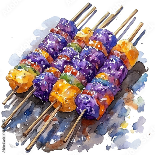 watercolor vector of Dango, isolated on a white background.