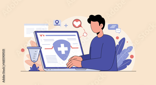 Modern telehealth consultation with online doctor offering remote medical support and advice