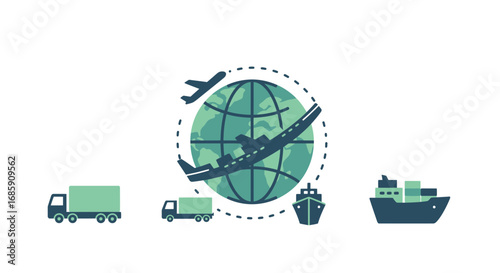 Global logistics network connecting continents with air and sea transport for seamless worldwide delivery services