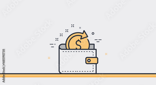 Money flowing into wallet, representing financial growth, savings, and investment opportunities.