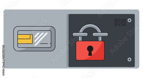 Secure digital identity with credit card and unlocked padlock, representing data protection and access