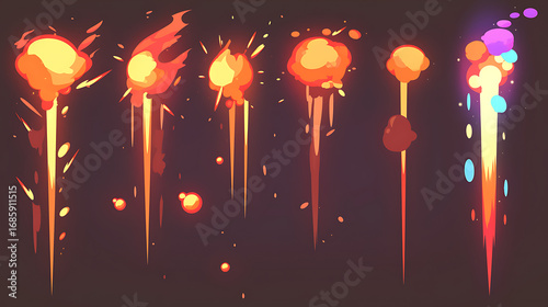 Animated fire blaster shot effect set