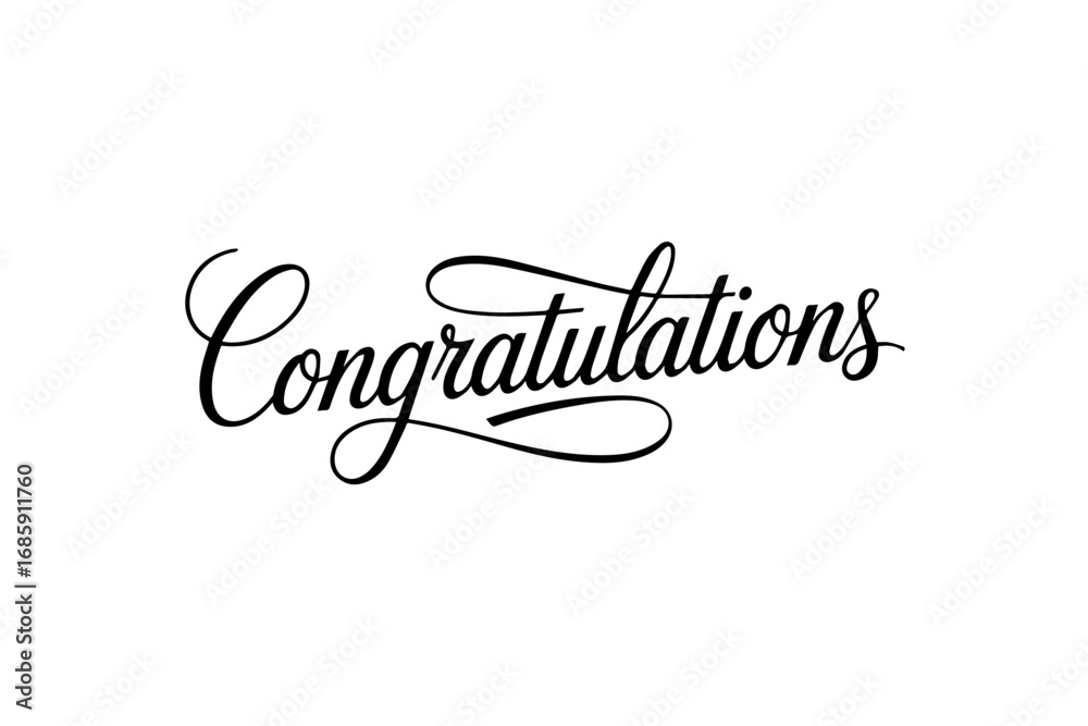 Fototapeta premium Congratulations Typography Vector Line Art Illustration with Decorative Floral Elements on White Background