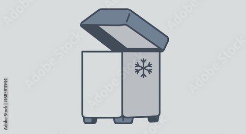 Modern freezer chest with open lid and snowflake symbol, perfect for cool storage concepts.