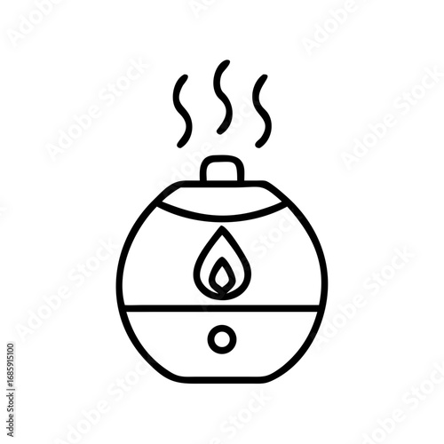 Essential oil diffuser emitting steam on white background concept of icon  