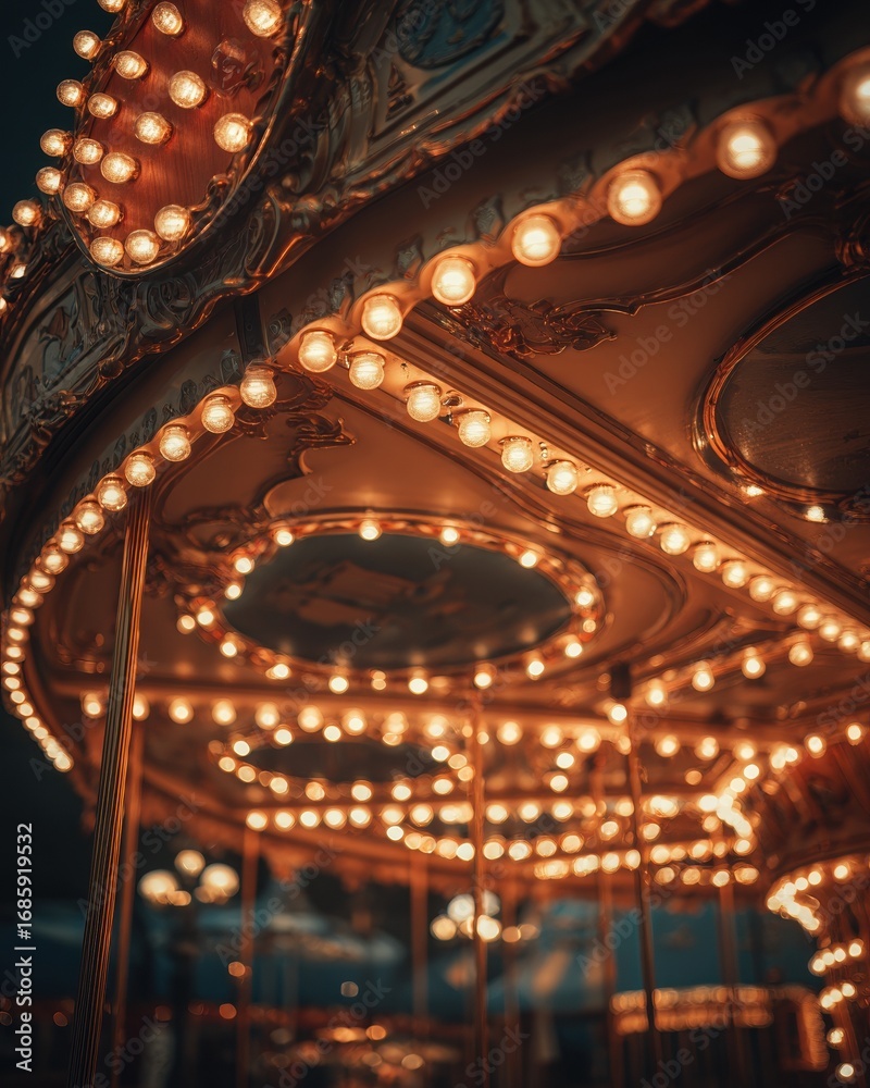 Obraz premium Nahaufnahme beleuchtetes Karussell bei Nacht