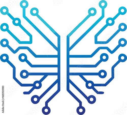 Circuit board in butterfly shape represents technology