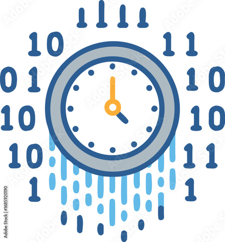 Clock with binary code representing time complexity