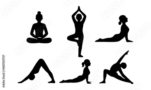Yoga poses silhouette collection for fitness and wellness design projects