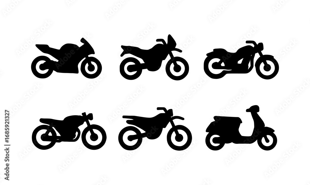 Obraz premium Set of motorcycle and scooter silhouettes for design projects