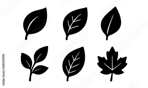 Minimalist leaf silhouettes: nature-inspired botanical icons for modern design