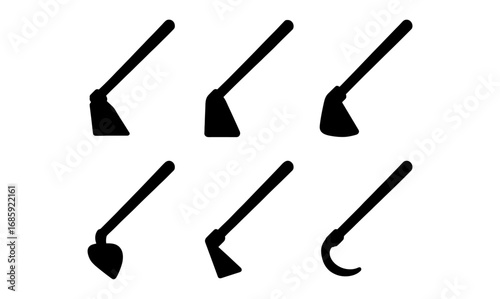 Silhouette garden tools set in minimalist style