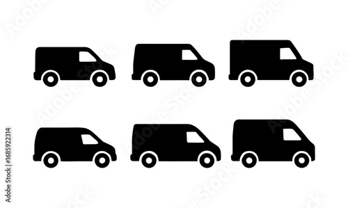 Silhouette set of delivery vans in different sizes and styles