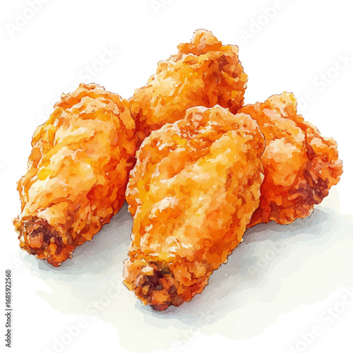 Chicken Wings, watercolor drawing vector, isolated on a white background.