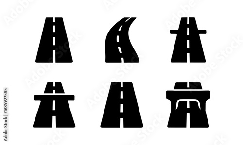 Collection of different road silhouettes for transportation design concepts