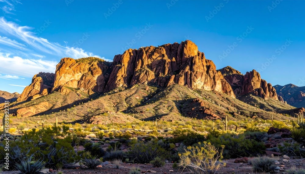 Naklejka premium Desert mountain panorama at sunset