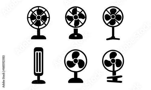 Silhouette collection of various fan designs for home and office decor