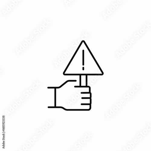 warning hand stick icon sign vector
