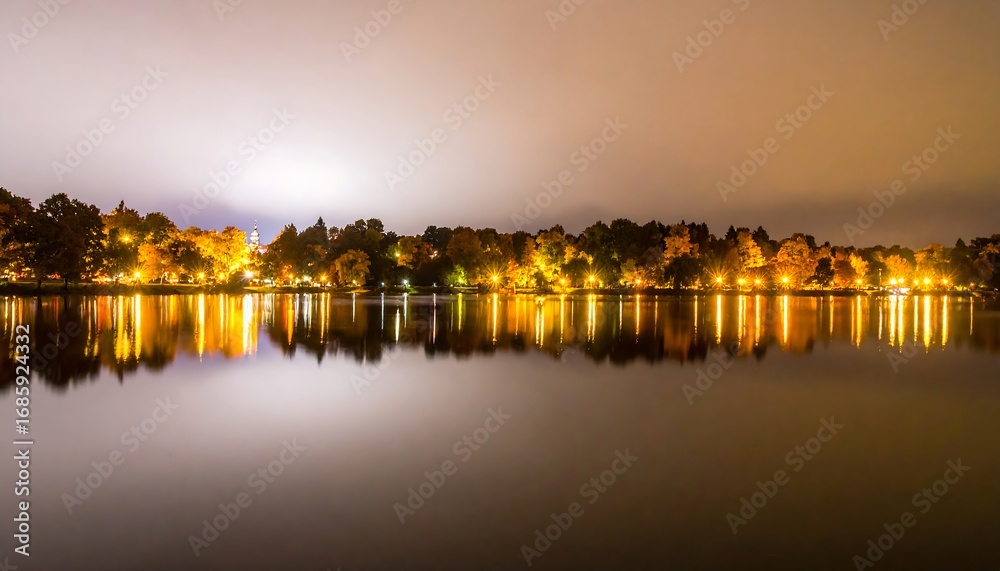 Fototapeta premium Calm park lake at night