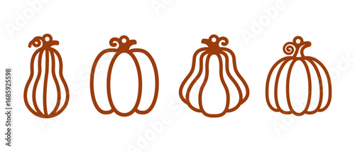 Set of pumpkin designs for earrings, pendant or keychain. Fall jewelry silhouette laser cut template. Cnc cutting with metal, wood or leather. Autumn hanging jewellery vector stencil