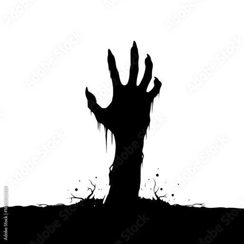 Zombie Hand Emerging From The Ground In A Dark And Gloomy Scene