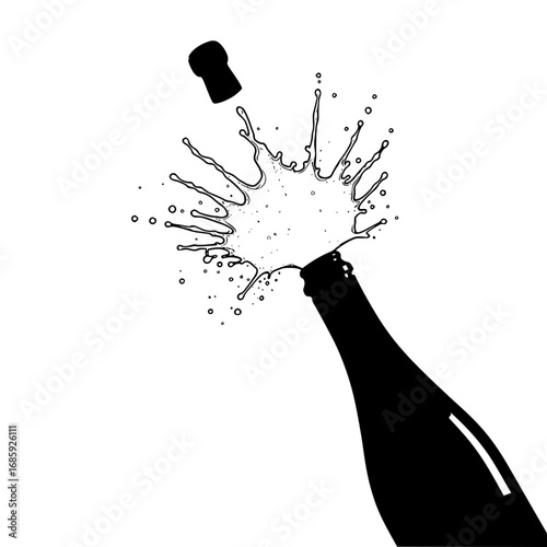 Champagne Bottle Explosion Captures the Joy of Celebration and Digital Technologies