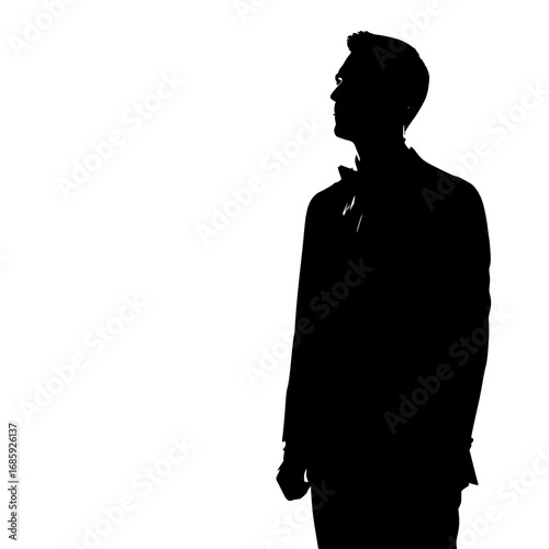 Silhouette of a Dapper Gentleman in a Tuxedo Looking Towards the Future
