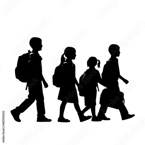 Children Carrying Backpacks Walking to School for Education
