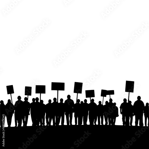 Protestors Assemble with Signs Demanding Change and Action in a Digital World