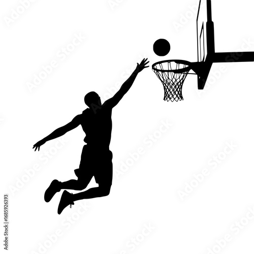 Dynamic Basketball Player Leaping to Score with a Powerful Dunk Attempt