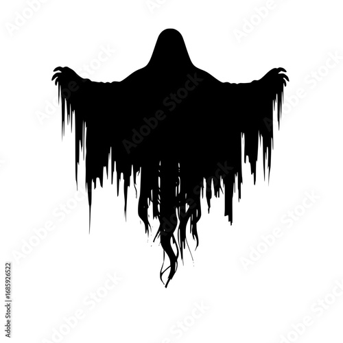 Ethereal Apparition Manifesting with Ominous Tattered Robes and Smoke Tendrils
