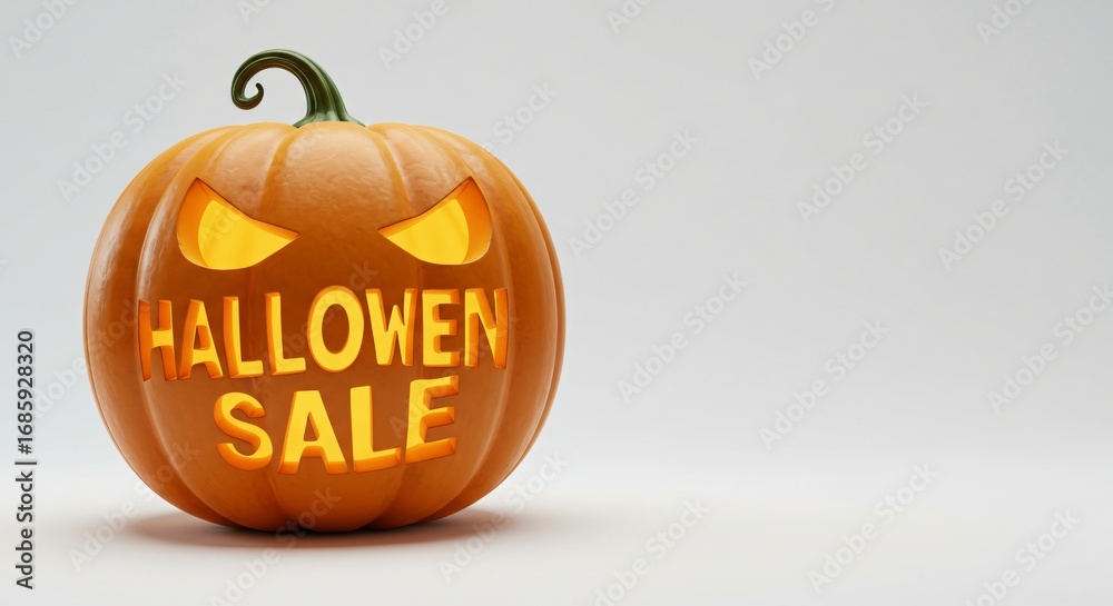Obraz premium Pumpkin Jack-o'-Lantern: Autumn/Fall Halloween Sale Graphic