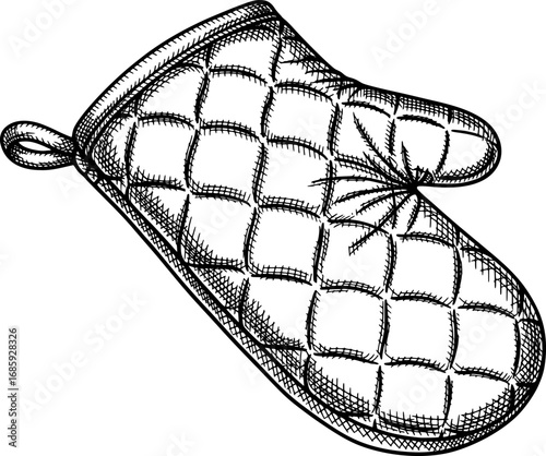 Oven mitt kitchen tool vector icon with hand-drawn style
