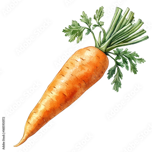 Carrot, watercolor vector, isolated on a white background.