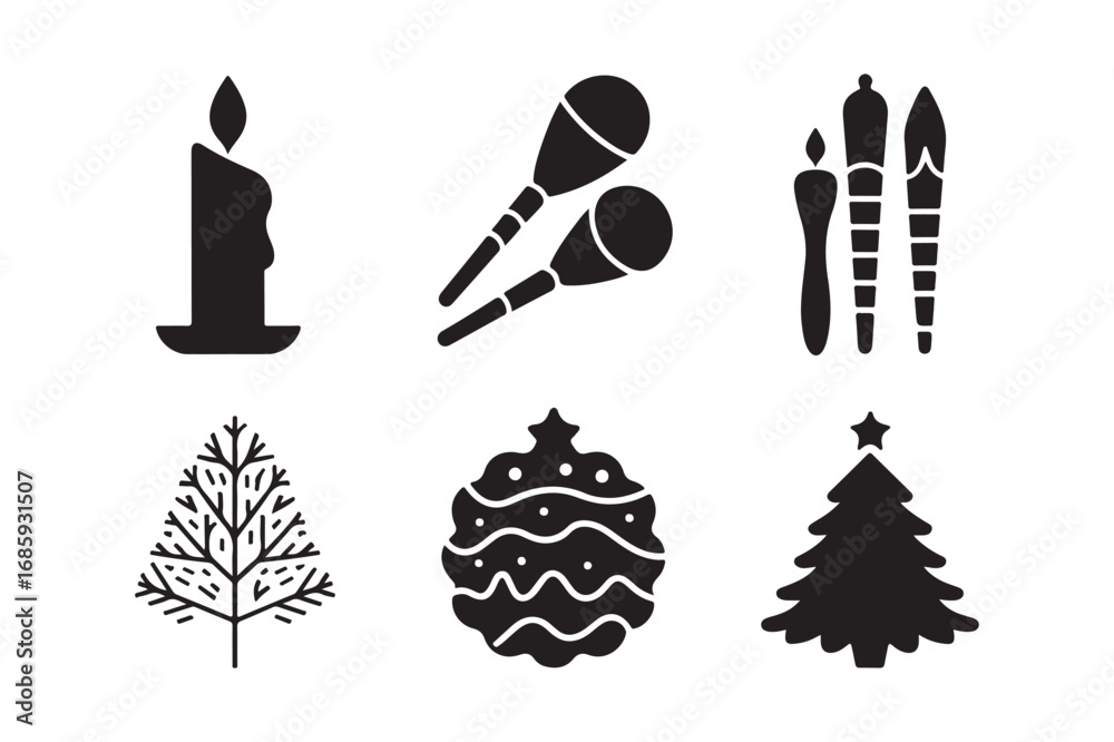 Fototapeta premium Christmas and holiday icons set