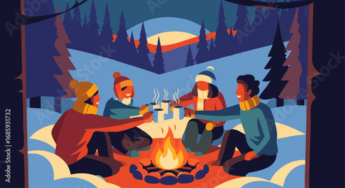 Hot Chocolate Toast in a Snowy Forest