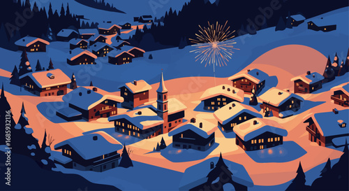 New Year's Eve in a Snowy Alpine Village